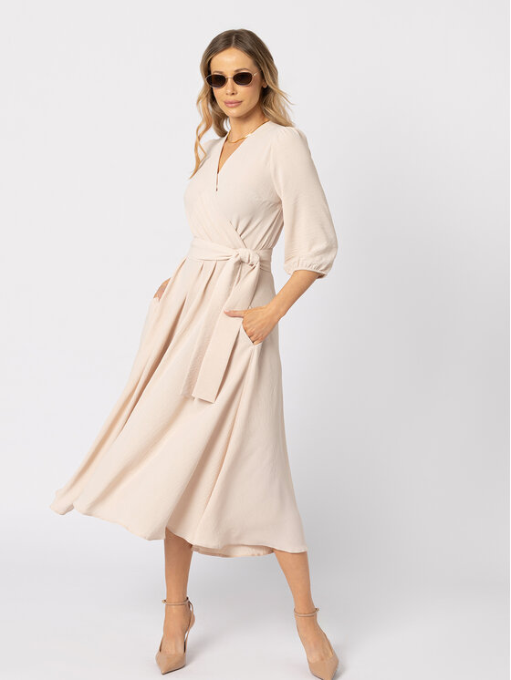 LIDIA KALITA LIDIA KALITA Sukienka koktajlowa Ophélie Beżowy jasny Flare Fit