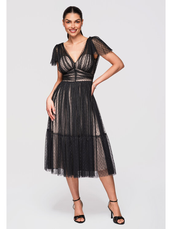 Ombre Ombre Sukienka wieczorowa LA-OM-DLR329 Czarny A-Line Fit