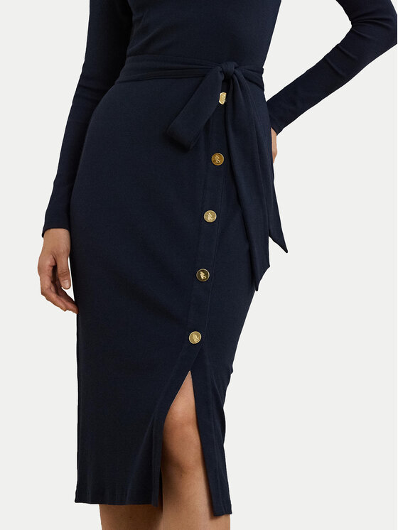 LAUREN RALPH LAUREN LAUREN RALPH LAUREN Kötött ruha 250889290005 Sötétkék Slim Fit