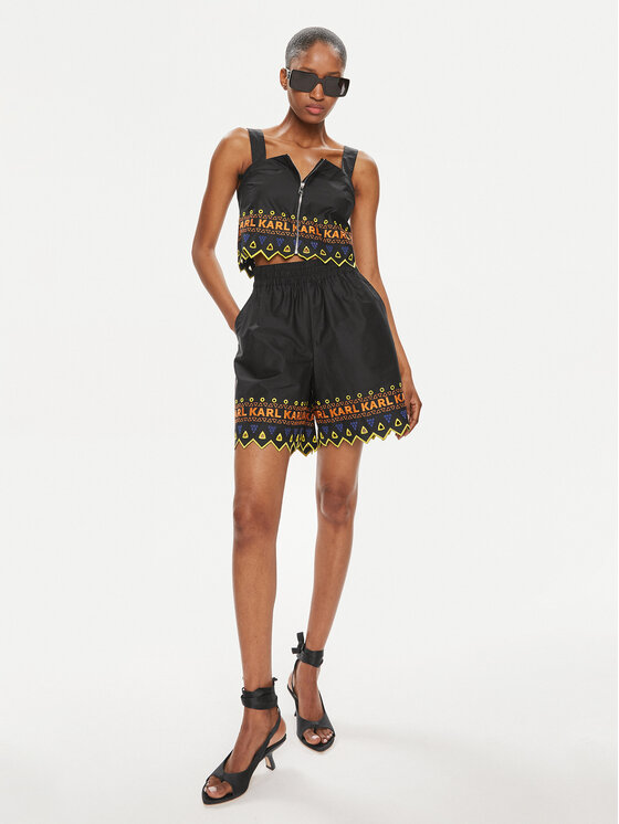 KARL LAGERFELD KARL LAGERFELD Top 241W1611 Črna Slim Fit