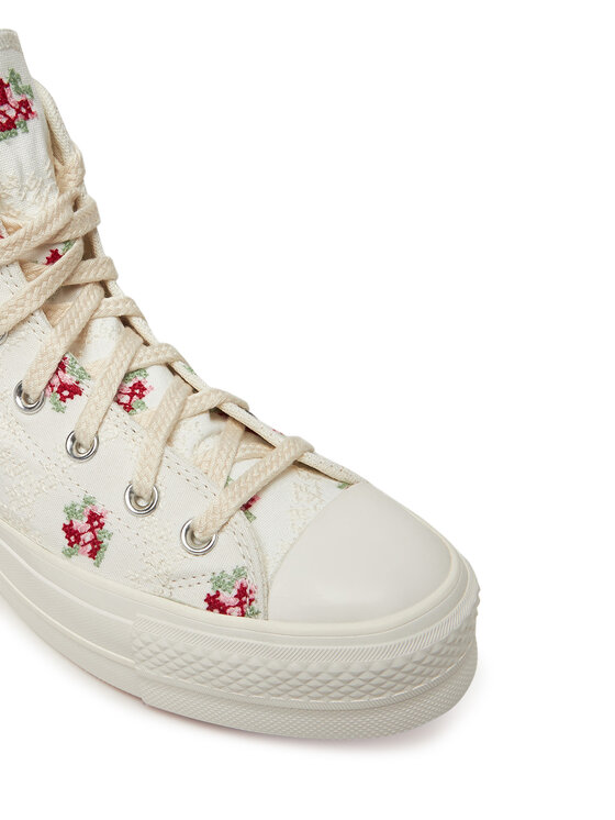 Converse Converse Plátěnky Chuck Taylor All Star Lift Platform Rose Cross Stitch A13659C Bílá