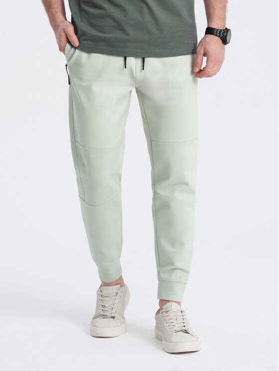 Ombre Ombre Spodnie dresowe OM-PASK-0142 Zielony Regular Fit