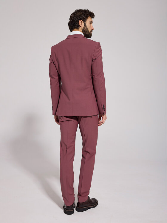 VILLARO VILLARO Garnitur GAR152VIM Bordowy Slim Fit