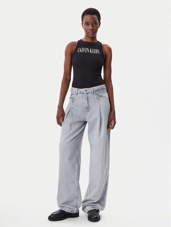 Calvin Klein Jeans Calvin Klein Jeans Felső Varsity J20J225520 Fekete Slim Fit