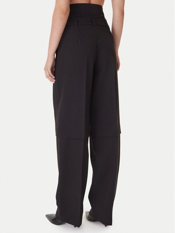 Patrizia Pepe Patrizia Pepe Auduma bikses 2P1706 A498 Melns Regular Fit
