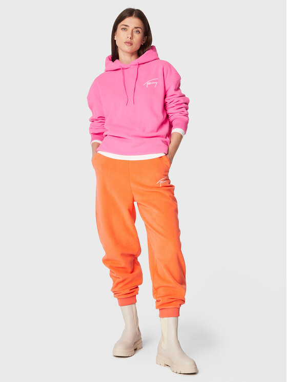 Tommy Jeans Tommy Jeans Spodnie dresowe Signature Fleece DW0DW14435 Pomarańczowy Relaxed Fit