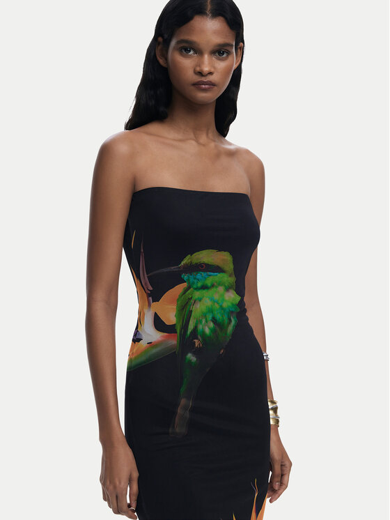 Desigual Desigual Ljetna haljina Colibri 25SWMK16 Crna Slim Fit