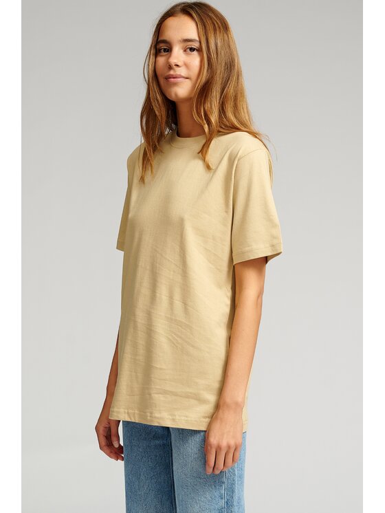 TeeShoppen TeeShoppen T-Shirt 'Oversized Collection' Beżowy Oversize