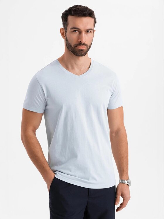 Ombre Ombre T-Shirt OM-TSBS-0237 Szary Regular Fit