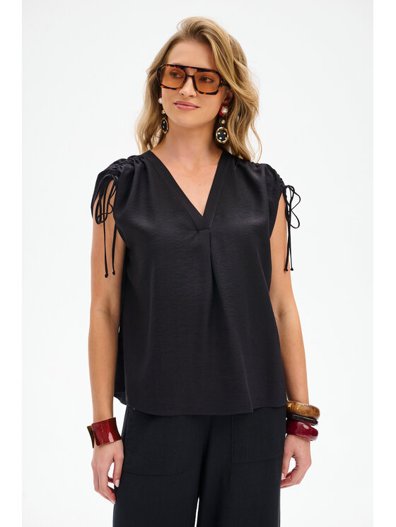 blue shadow blue shadow Bluzka Alis Czarny Regular Fit