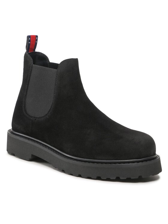 Tommy Jeans Tommy Jeans Kotníková obuv s elastickým prvkem Tommy Jeans Suede Boot EM0EM01205 Černá