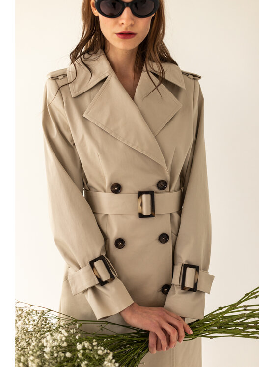 Entelier Entelier Płaszcz przejściowy klasyczny Beżowy Classic Fit