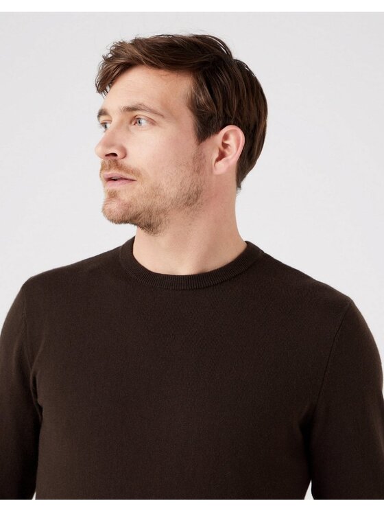 Wrangler Wrangler Sweter CREWNECK KNIT Brązowy Regular Fit