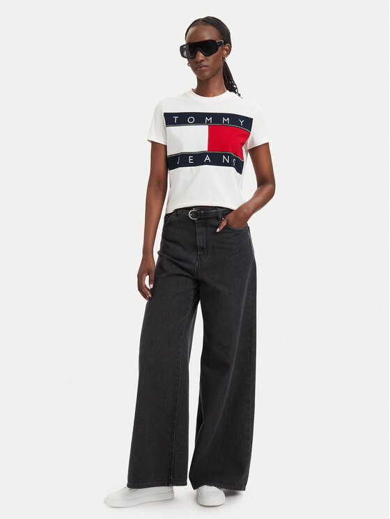Tommy Jeans Tommy Jeans Tričko Flag DW0DW22818 Biela Regular Fit