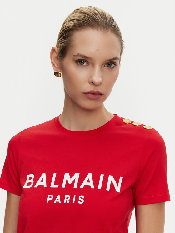 Balmain Balmain T-shirt BF1EF005BB02 Crvena Regular Fit