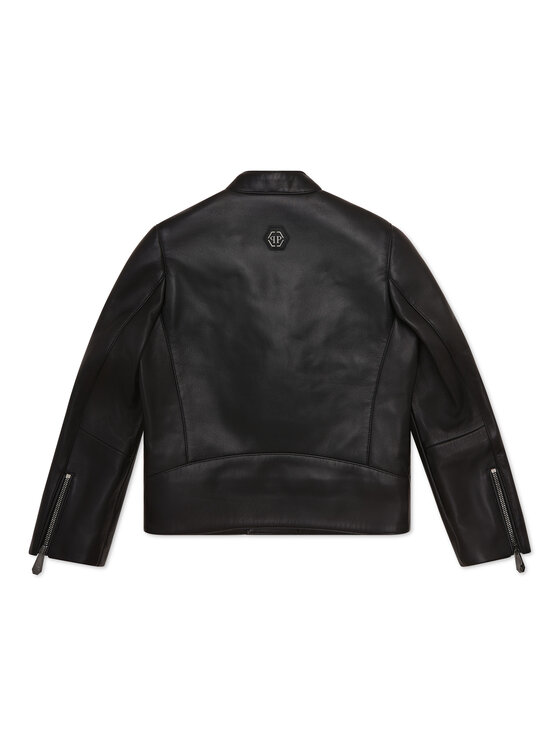 PHILIPP PLEIN PHILIPP PLEIN Kožená bunda 28549 Černá Basic Fit