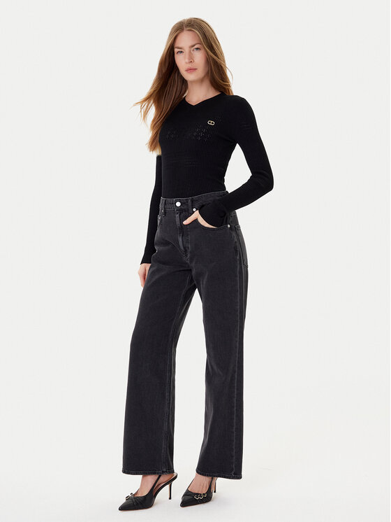 TWINSET TWINSET Πουλόβερ 252TP3241 Μαύρο Slim Fit