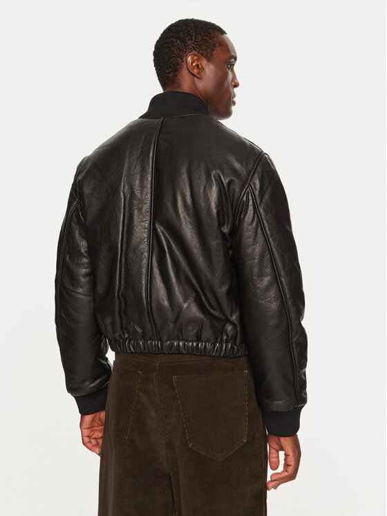 AMI PARIS AMI PARIS Odinė striukė HJK131LH0044 Juoda Regular Fit