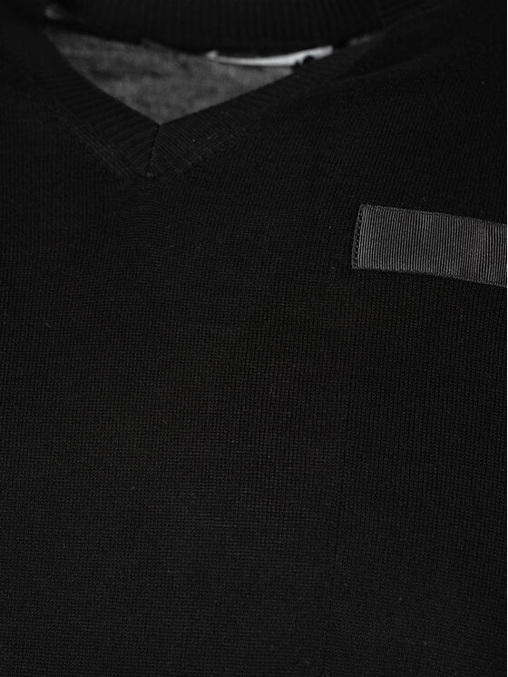 Les Hommes Les Hommes Πουλόβερ LKK103-606U | Fit Jumper In Fine Gage Pocket With Zip Μαύρο Regular Fit