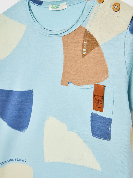 United Colors Of Benetton United Colors Of Benetton T-Shirt 3HVDA102C Błękitny Regular Fit