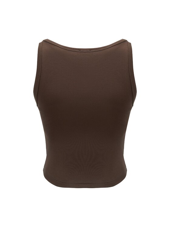 La Mania La Mania Top BASIC 2 CROP TOP Marrone Classic Fit