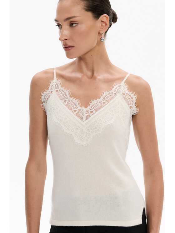 Deni Cler Milano Deni Cler Milano Top T-DC-0057-F5-85-11-1 Kremowy Regular Fit