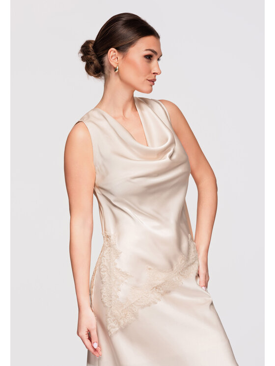 Ombre Ombre Bluzka OW-TS-E0030 Beżowy Loose Fit