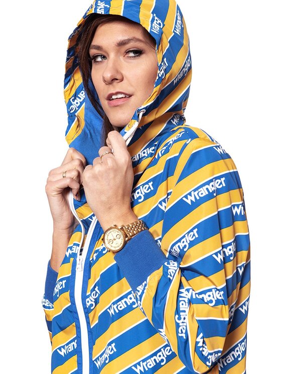 Wrangler Wrangler Kurtka damska B&Y WINDBREAKER Kolorowy Regular Fit