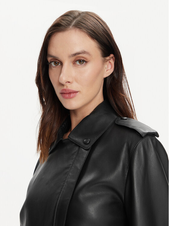 Marella Marella Kurtka skórzana Sparta 2413441011 Czarny Regular Fit