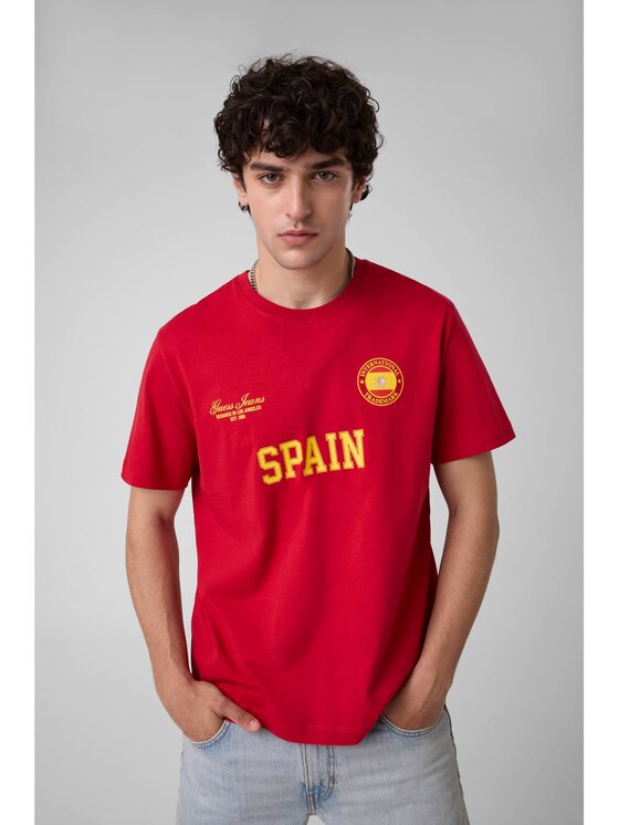 Guess Jeans Guess Jeans T-Shirt 183094 Červená Classic Fit