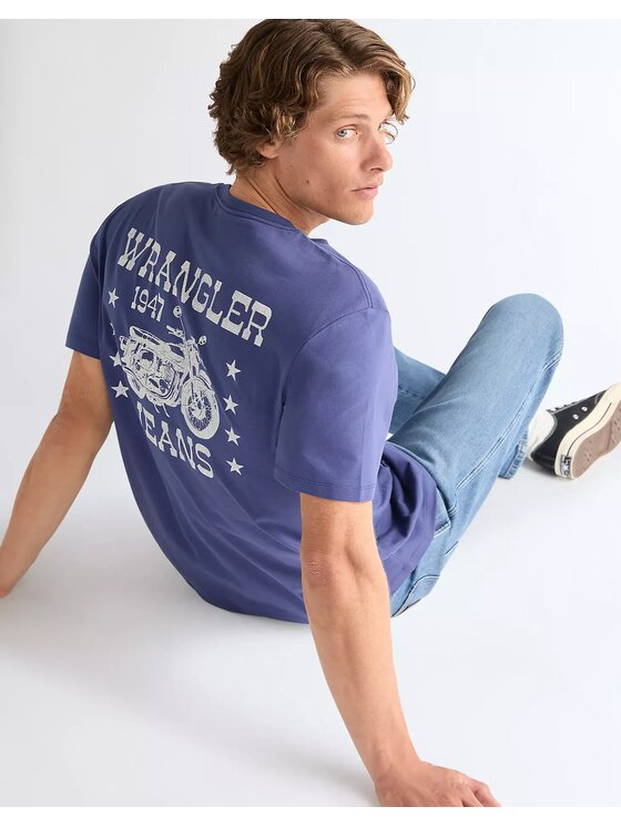 Wrangler Wrangler T-Shirt GRAPHIC TEE Niebieski Relaxed Fit
