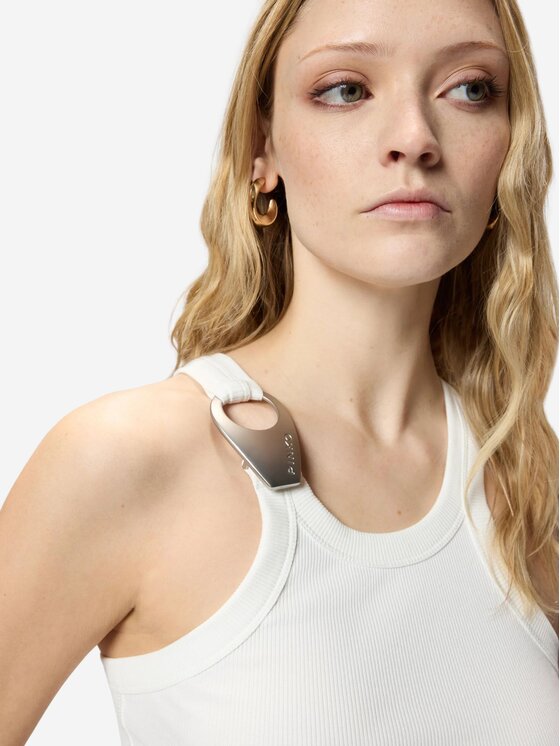 PINKO PINKO Top Canotta con fibbia ciondolo Bianco Regular Fit