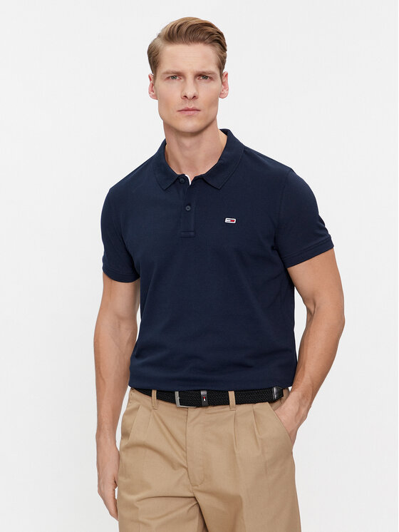 Tommy Jeans Tricou polo DM0DM18312 Bleumarin Slim Fit
