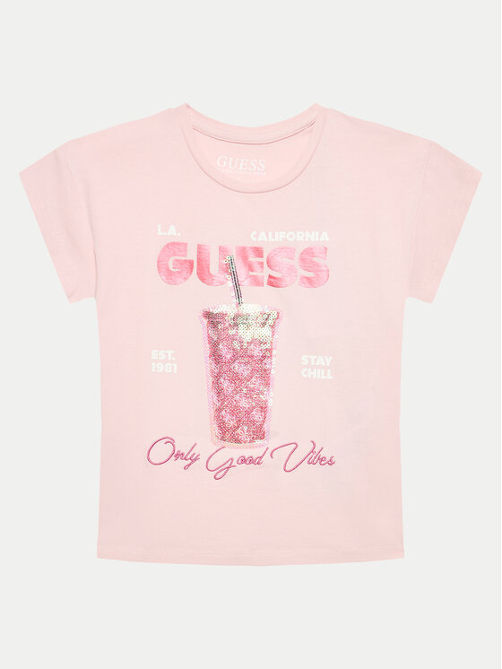 Guess Guess Tričko K4GI24 K6YW4 Ružová Regular Fit