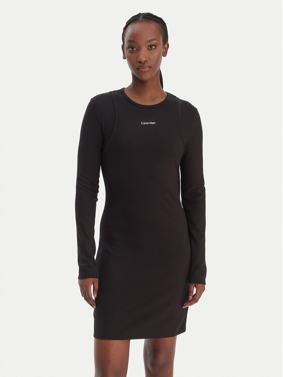 Calvin Klein Jeans Calvin Klein Jeans Strickkleid LV047E219G Schwarz Slim Fit