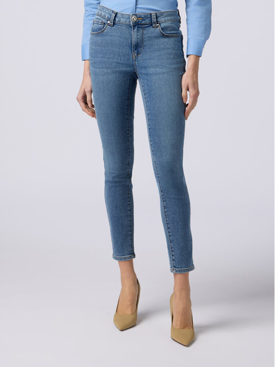 Oltre Oltre Jeansy P489R008169N024 Turkusowy Skin Fit