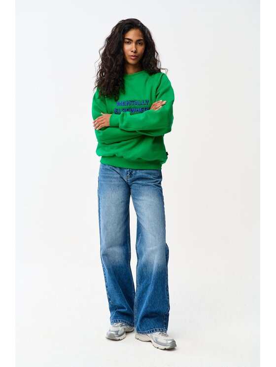 NAOKO NAOKO Bluza Mentally Elsewhere Zielony Reglan Fit