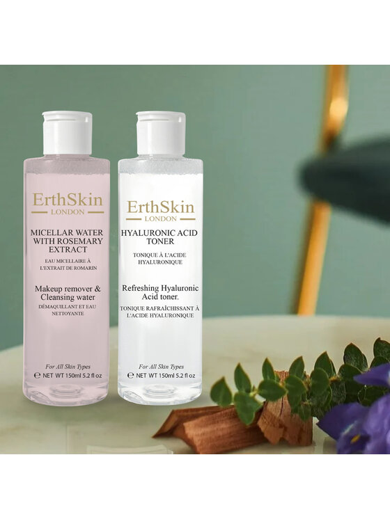 Erthskin London Erthskin London Odświeżający tonik z kwasem hialuronowym + woda micelarna Płyn micelarny