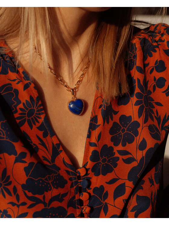 Amétrine  Amétrine Naszyjnik Coeur z lapis lazuli Złoty