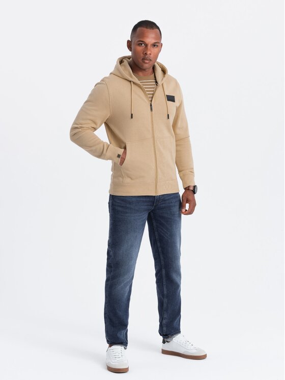 Ombre Ombre Mikina OM-SSZP-0140 Béžová Regular Fit