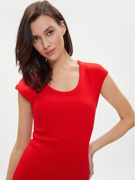 Tommy Hilfiger Tommy Hilfiger Rochie de vară WW0WW41273 Roșu Slim Fit