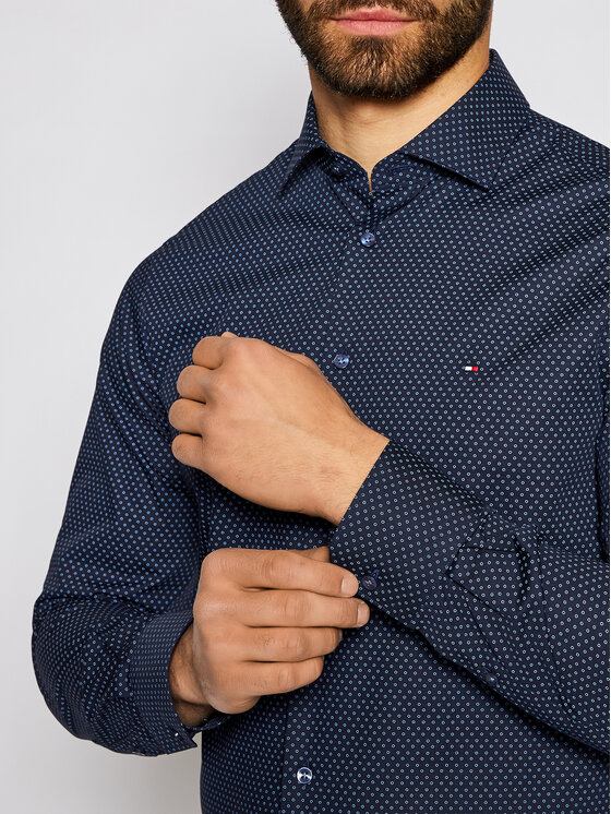 Tommy Hilfiger Tailored Tommy Hilfiger Tailored Риза Dot Print MW0MW16505 Тъмносин Slim Fit