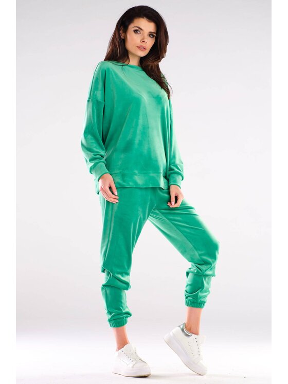 Awama Awama Spodnie damskie A411 Zielony Basic Fit