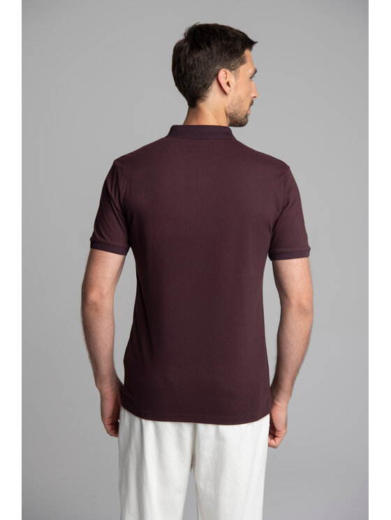 Borgio Borgio Polo Matteo 01 Bordowy Classic Fit