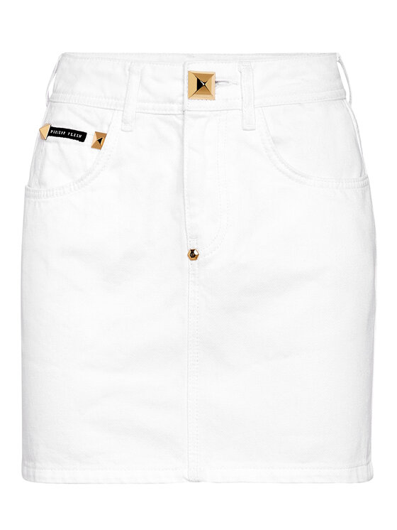 PHILIPP PLEIN PHILIPP PLEIN Spódnica jeansowa 30437 Biały Slim Fit