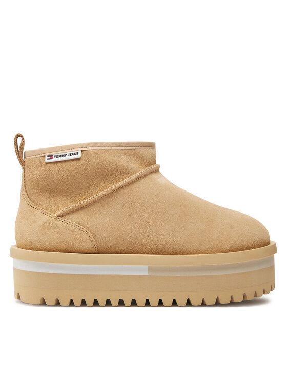 Tommy Jeans Tommy Jeans Hótaposó Tjw Suede Flatform Boot Wl EN0EN02599 Bézs