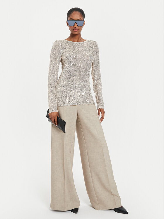 Bruuns Bazaar Bruuns Bazaar Bluzka Ilex BBW4156 Srebrny Slim Fit