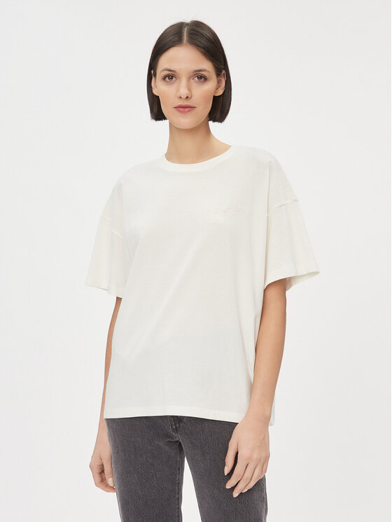 Wrangler Tričko Girlfriend 112343069 Biela Loose Fit