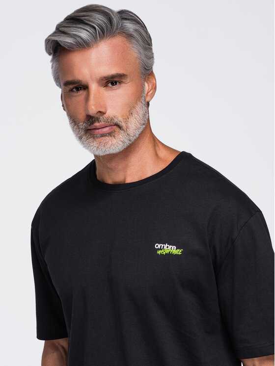 Ombre Ombre T-Shirt OM-TSPT-0284 Černá Relaxed Fit