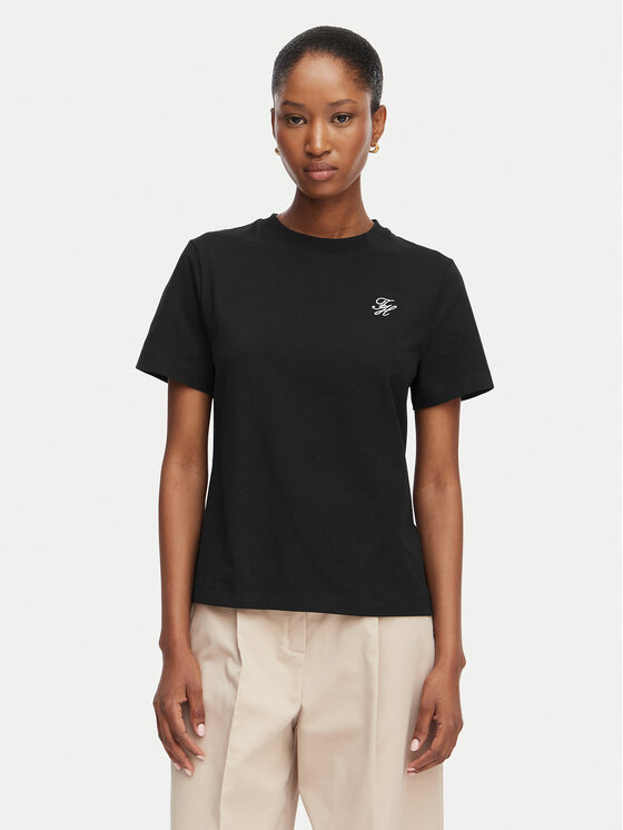 Tommy Hilfiger Tricou Th Script WW0WW49941 Negru Regular Fit